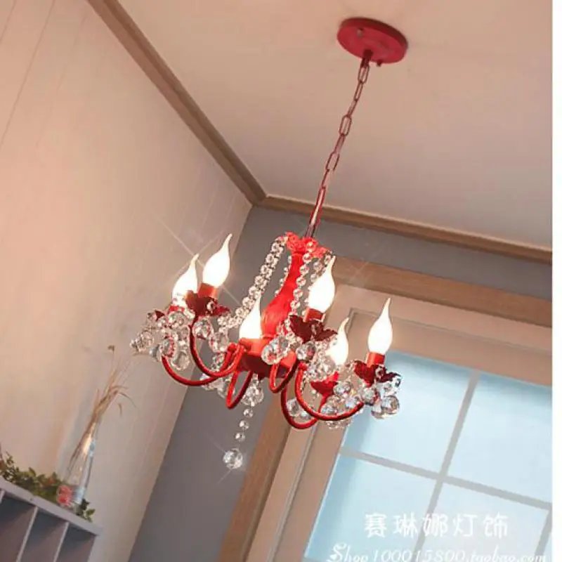 Детская комната многоцветный кристалл освещение синий черный розовый люстры для