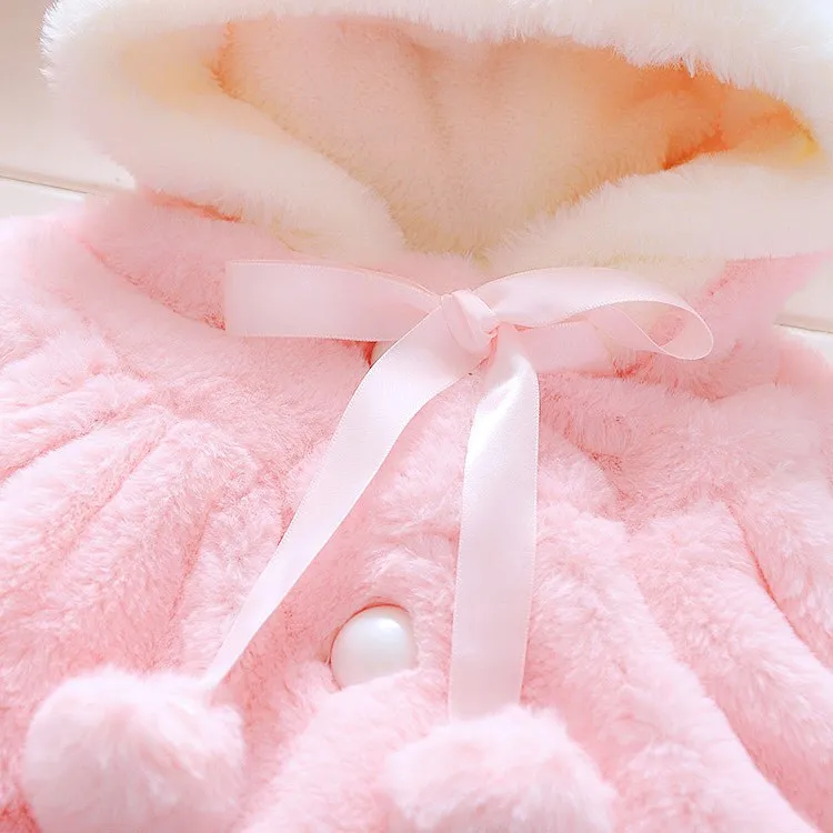 Пальто для новорожденных девочек пальто с кроликом детская куртка капюшоном - Фото №1
