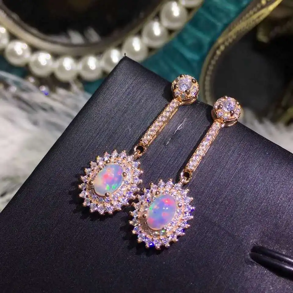 

Серьги с опалом стихийных бедствий и настоящий опал серьги 925 пробы серебро для Для женщин серьги