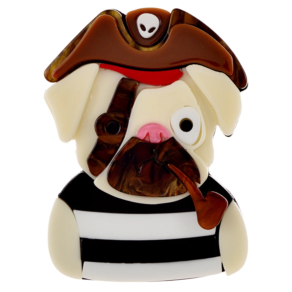 

CINDY XIANG Cute Handmade Acrylic Pirate Dog Brooch Pins for Women Cartoon Animal Brooch Badges Lapel Pins Party Jewelry Gifts