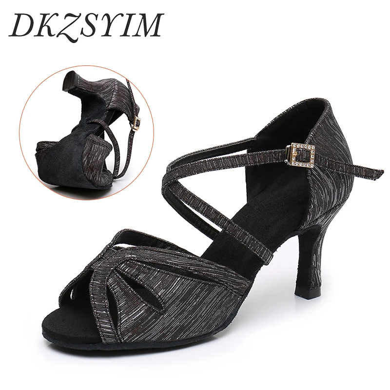 

DKZSYIM Women Latin Dancing Shoes Tango Soft Bottom Girls Salsa Ballroom Dance Shoes Ladies Latin Dance Shoes heeled 5CM/7CM