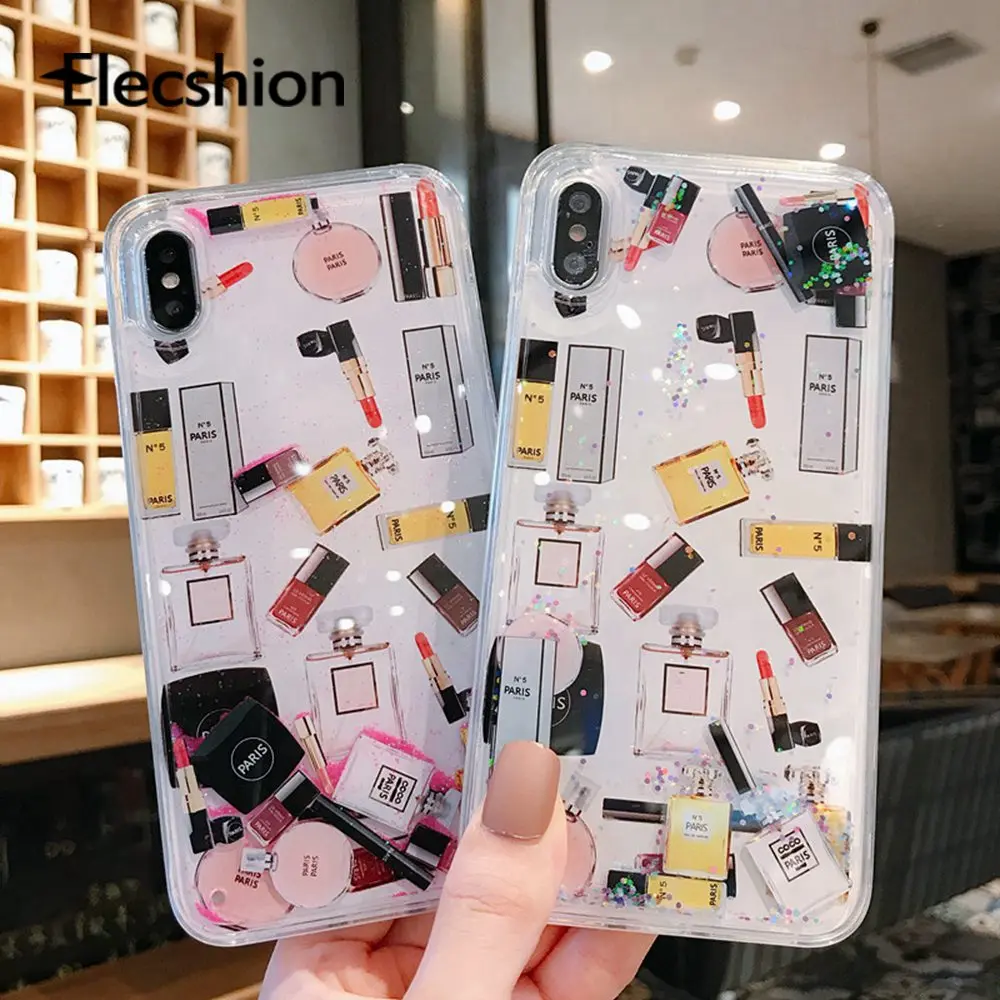 Glitter Liquid Quicksand Case For iPhone 7 8 Plus XR X 6s 6 XS max Cute Perfume Bottle Apple 8Covers Capa |