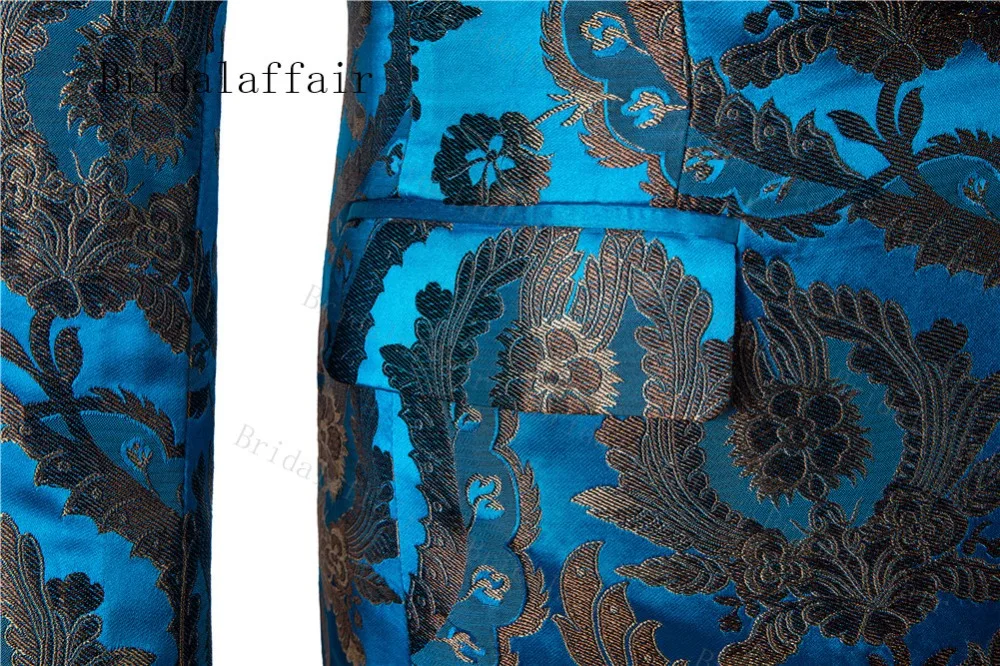 Bridalaffair блестящие озерно-голубой Для мужчин костюмы комплект из 3 предметов осень банкет серии жениха мужской мундир для свадьбы Для мужчин вечерние костюмы заостренный лацкан