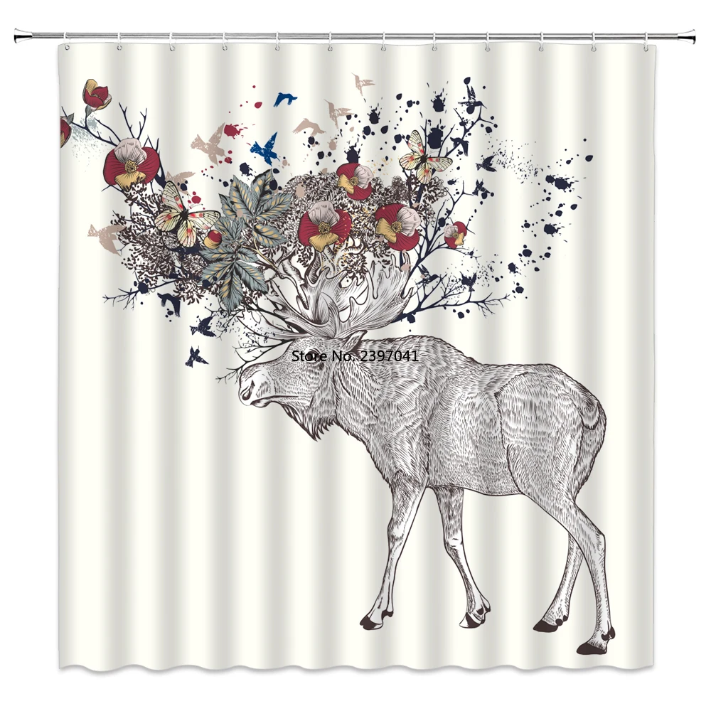 

Занавеска для душа с лосями и оленями, 150x180