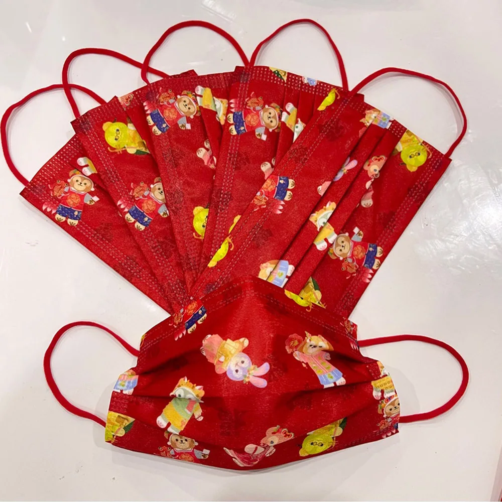

Новинка, красная маска-нинос с принтом Диснея, одноразовая маска для лица для взрослых, маска для лица с принтом StellaLou Duffy, милая аниме маска д...