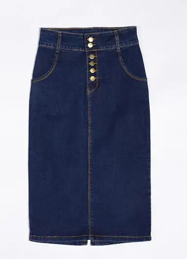 women's new large size denim skirt elasticity high waist long split 7xl DF575 | Женская одежда