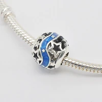 genuine 925 sterling silver openwork star blue river star milky way charms beads fit charm bracelets necklaces diy jewelry