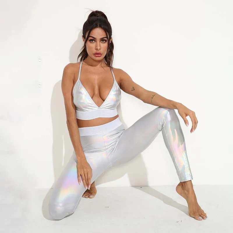 

NORMOV Workout Women Leggings Fitness High Wasit Push Up Pockets Patchwork Ankle Length Leggins Casual Femme PU Leggings