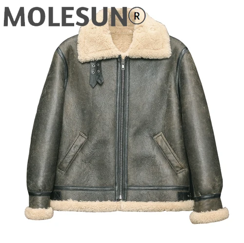 

AKOOSUN Winter Jacket Men Thick Men's Clothing Real Sheep Shearling Fur Coat Male Motorcycle Jackets 2021 Man Coats Ropa LXR554