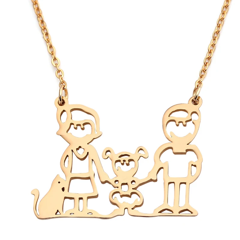 Новый продукт семья из трех ожерелий девушка и кошка ювелирные изделия для члена