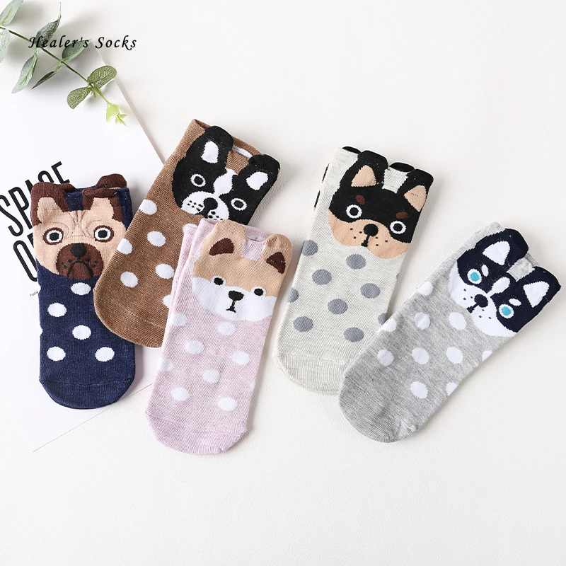 

Hot Dot Happy Woman Socks Cotton Color Cartoon Husky Shiba Inu Funny Harajuku Casual Korea Soft Fashion Kawaii Girls Short Socks