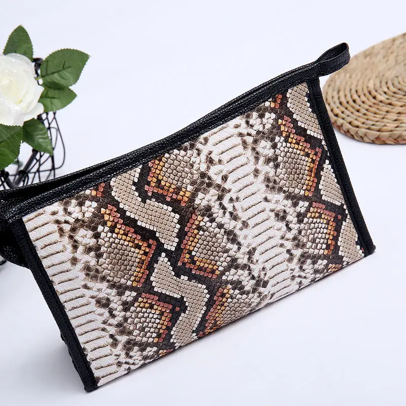 Стильный женский косметичка с принтом змеиной кожи для макияжа ванной комнаты