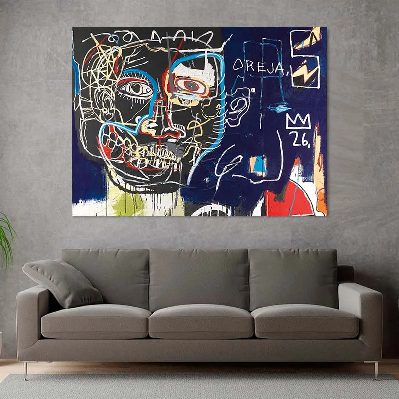 

Basquiat Abstract Canvas Painting Street Graffiti Wall Art Posters and Prints Lover Hands Wall Pictures For Living Room Decor