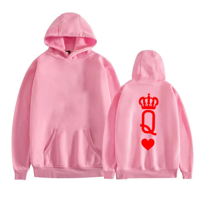 Couples King and Queen Print Hoodie Long Sleeve Hooded Sweatshirt
