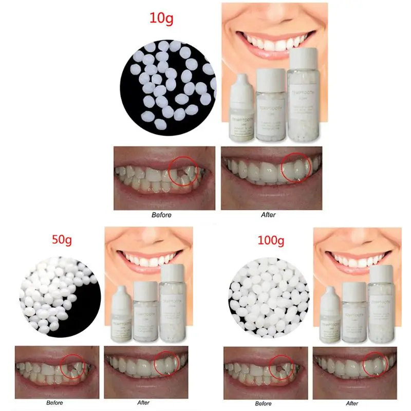 

New 10g/50g/100g Temporary False Teeth Gaps Repair Kit Vampire Adhesive Denture Solid Glue Whitening Beauty Halloween Cosplay