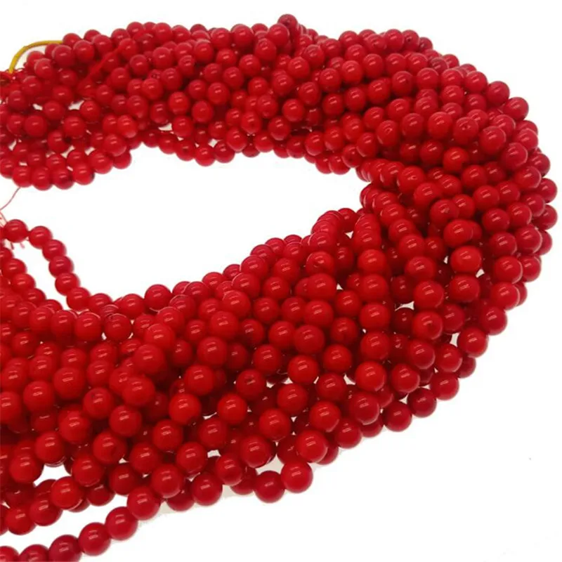 

Red Coral Round Loose Beads Natural Stone Beads For Jewelry DIY Making Necklace Bracelet Ear Accessories 15" Pick Size 2-8mm