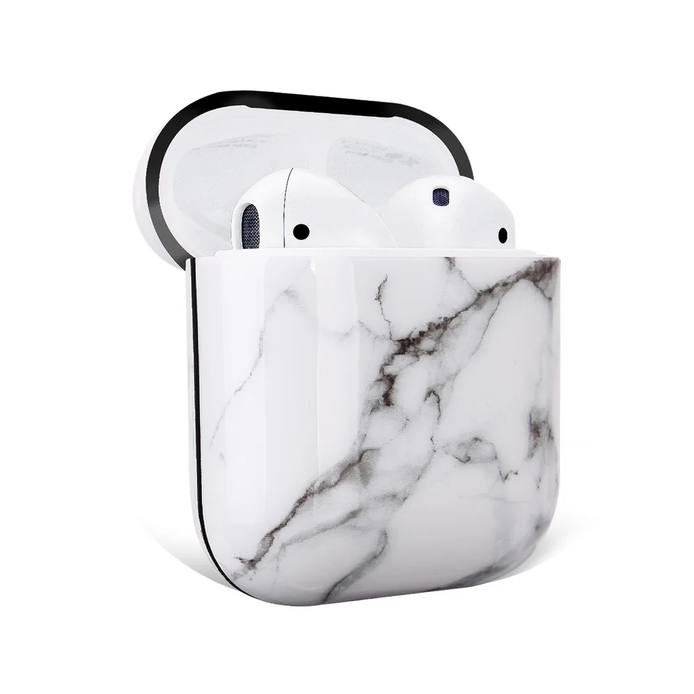 Netarlier Защитный Мягкий Наушник Из ТПУ чехол для Apple Airpods 1 2 глянцевый IMD Черный Белый Мраморный чехол для наушников с крюком-вешалкой