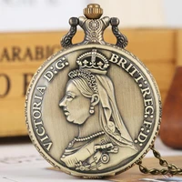 retro bronze victoria brittregfd coin quartz pocket watch vintage necklace pendant chain antique the crafts art collectibles