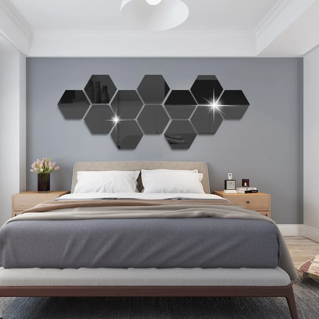 

24pcs 3D Mirror Wall Sticker Hexagon Mirror DIY Background Bathroom Stickers Wall Decor Bedroom Home Decor Mirror