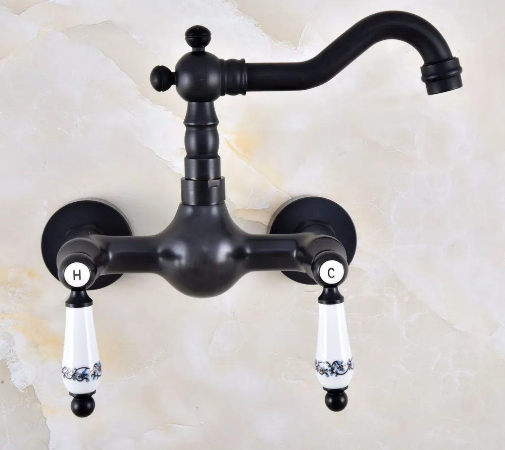 Черный Масляный латунный Смеситель для ванной и кухни смеситель раковины кран с