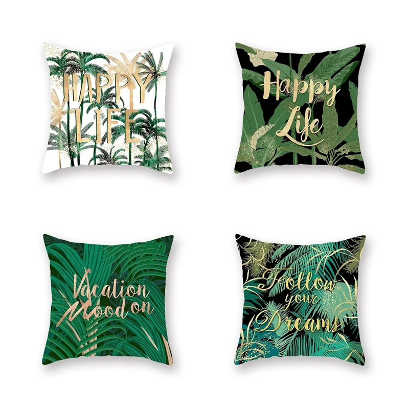

Декоративная подушка чехол s зеленые листья пледы наволочка чехол для дома Летний стиль наволочка 4 шт