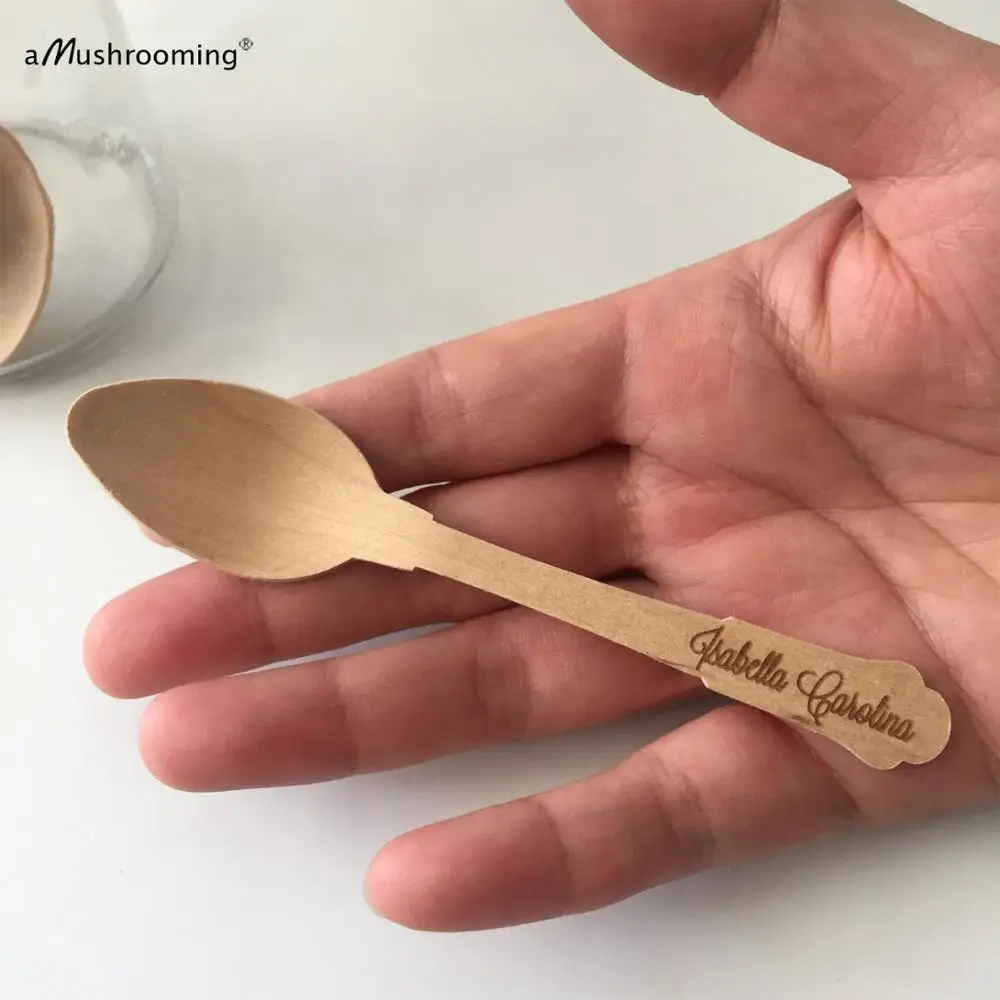 

3000 Wholesale Classic Spoons Personalized Text | Wooden mini Spoons for Dessert Yogurt Jam Jars Party Decoration party spoons