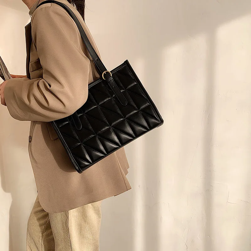 

OLSITTI PU Leather Fashion Sewing Thread Shoulder Bags for Women 2020 New Designer Handbags High Quality Tote Bag Sac A Main