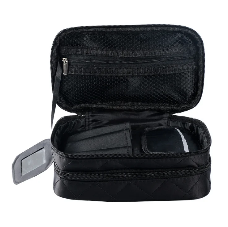 

Double-Layer Waterproof Cosmetic Bag Nylon Geometric Rhombic Wash Storage Portable Cosmetic Case