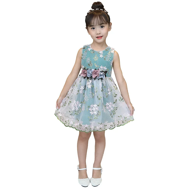 

children clothes girl dress summer 2020 new flower decoration mesh gauze princess dress sweet banquet dresses