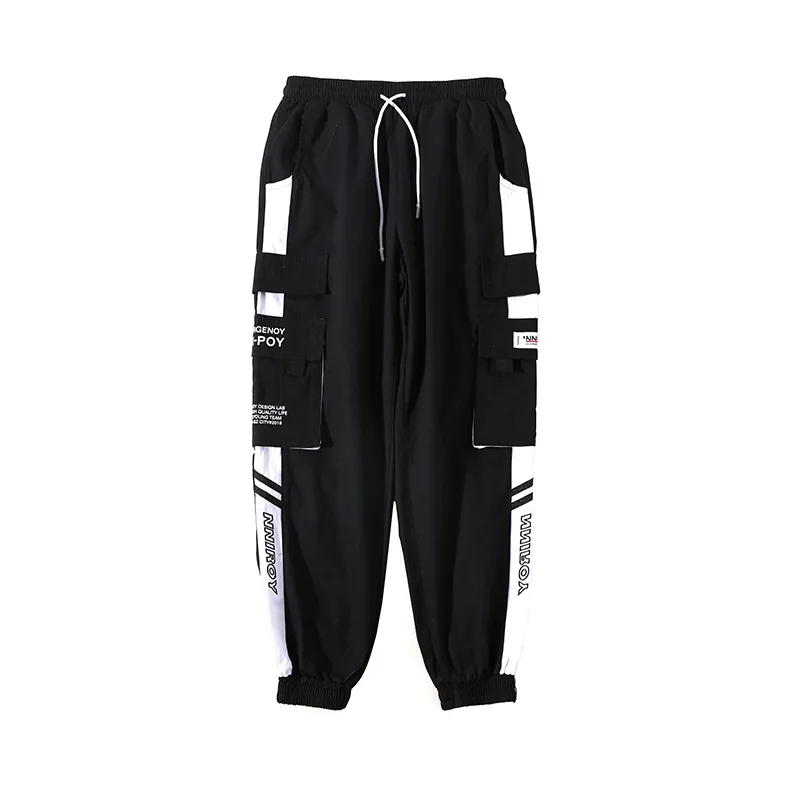 Men's Side Pockets Cargo Harem Pants 2020 Ribbons Black Hip Hop Casual Male Joggers Trousers Fashion Streetwear 5XL | Мужская одежда