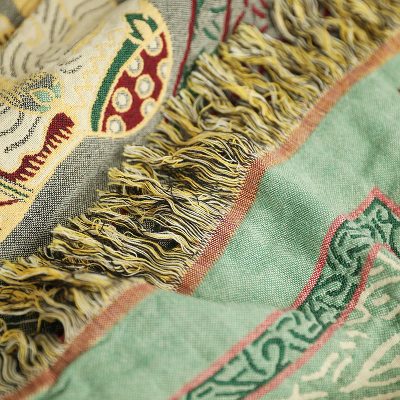 

Fish Autumn Spring Summer 100%Cotton Four Layer Gauze Blanket Bed Sofa Travel Breathable Chic Bohemia Large Soft Throw Blanket