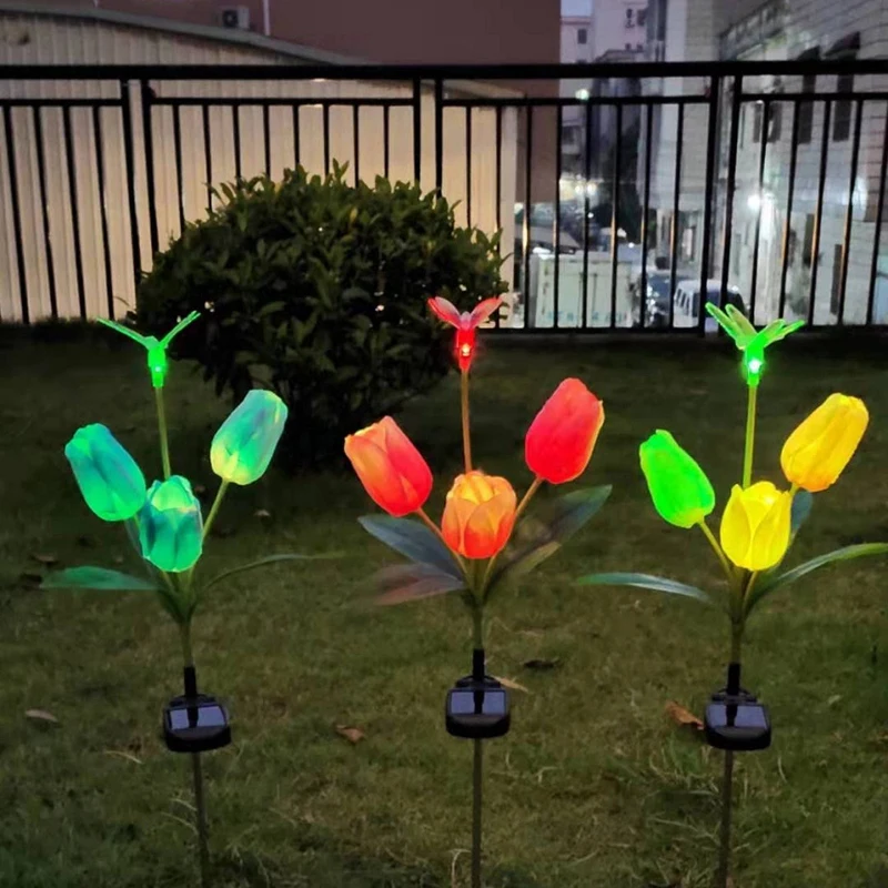 

Outdoor Solar Light 4Led Colorful Tulip Flower Waterproof For Garden