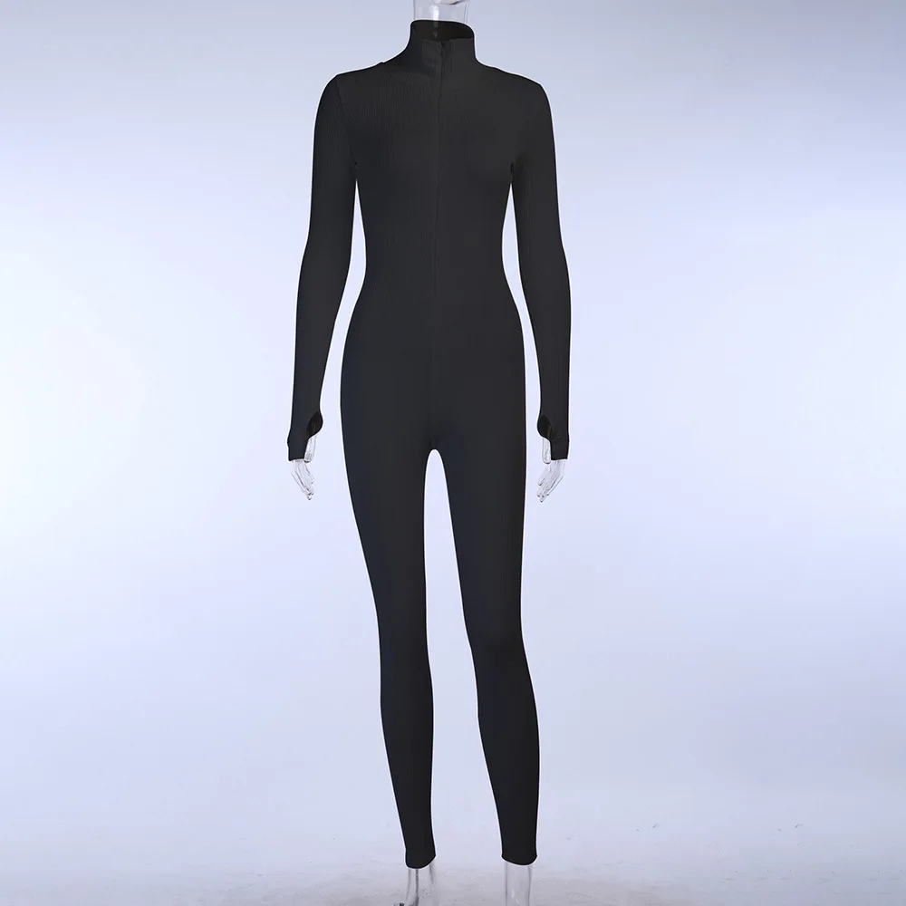 

New Style for Autumn and Winter Solid Color Slim Siamese Pajamas Women Long Sleeve Leisure Sports and Fitness Suit Clothes