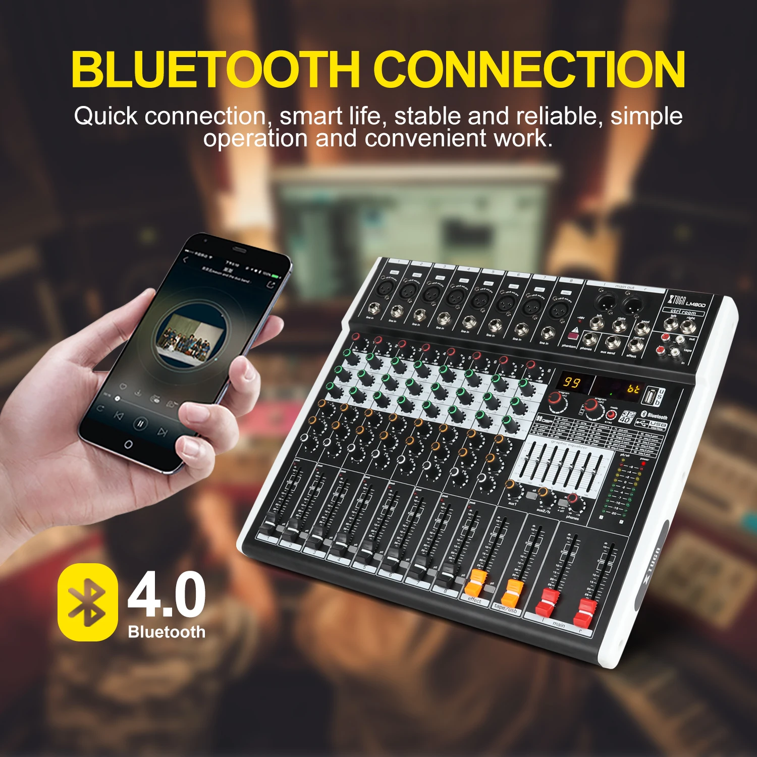 XTUGA 8 канальный DJ микшер USB сценический аудио встроенный 99 DSP цифровой эффект с