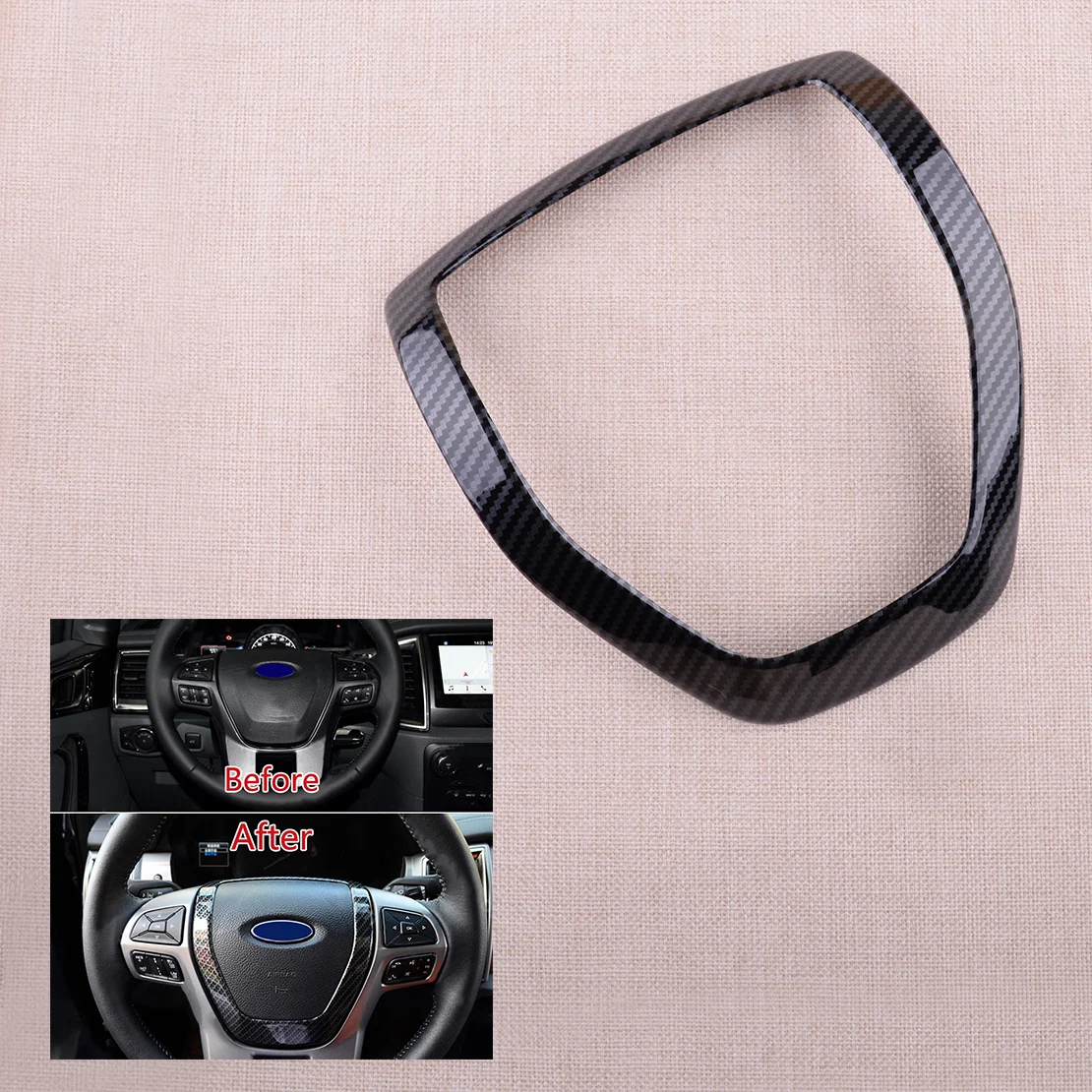 

Рамка из углеродного волокна в стиле ABS чехол рулевого колеса автомобиля, подходит для Ford Ranger Everest norour 2015 2016 2017 2018 2019