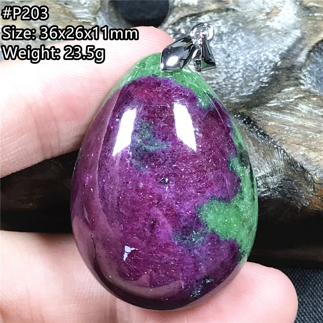 

Natural Ruby Zoisite Tumbled Pendant Jewelry For Women Men Luck Love Gift Green Red Crystal Silver 36x26x11mm Beads Stone AAAAA