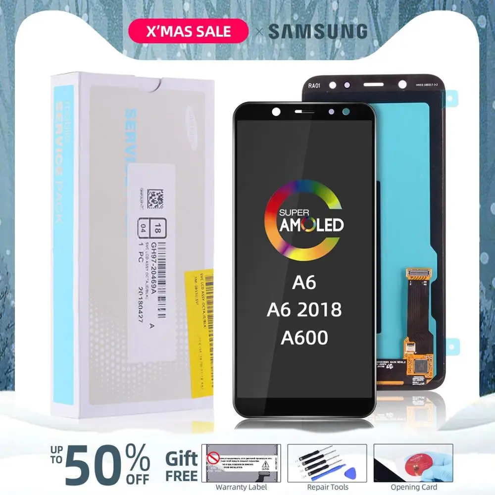 AMOLED дисплей для samsung Galaxy A6, ЖК-дисплей, сенсорный экран, дигитайзер для samsung Galaxy A6, дисплей A6, A600F, A600FN, A600A