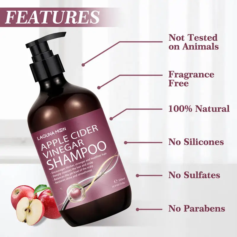 

Lagunamoon Apple Cider Vinegar Shampoos Biotin&Castor Oil for Hair Loss Hydrate&Strengthen Hair 500ml Prevent Hair Loss Shampoo