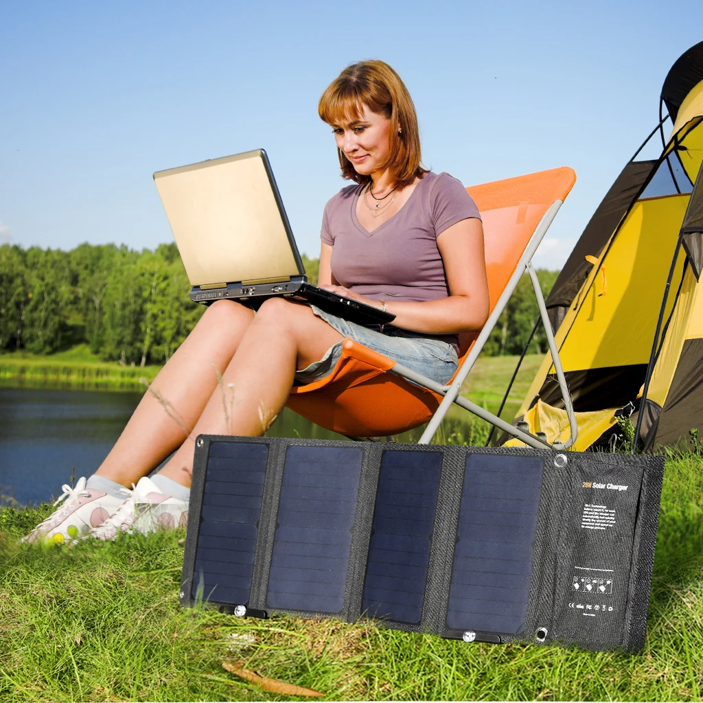 IHOPLIX 28W Foldable Portable Solar Charger with QC 3.0 Quick Charging 3 USB Port for Cell Phone iPhone iPad Samsung Tablet | Электроника