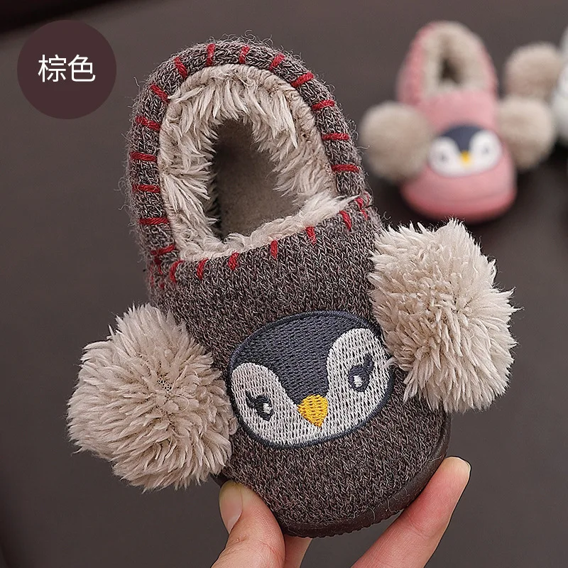 Cartoon cotton slippers women's anti-slip warm children cute wool cotton shoes women's Warm slippers
