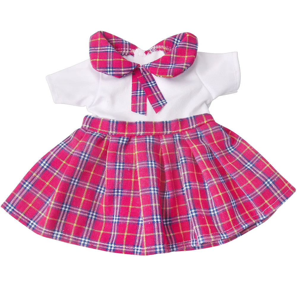 

Born New Baby Fit 18 inch 43cm Doll Clothes Accessories Preppy Magenta Checkered School Dress Skirt For Baby Birthday Gift