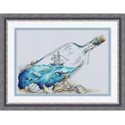 Набор с счетным крестиком, океанская емкость в бутылке, морская память, судовой корабль и рыбный КИТ