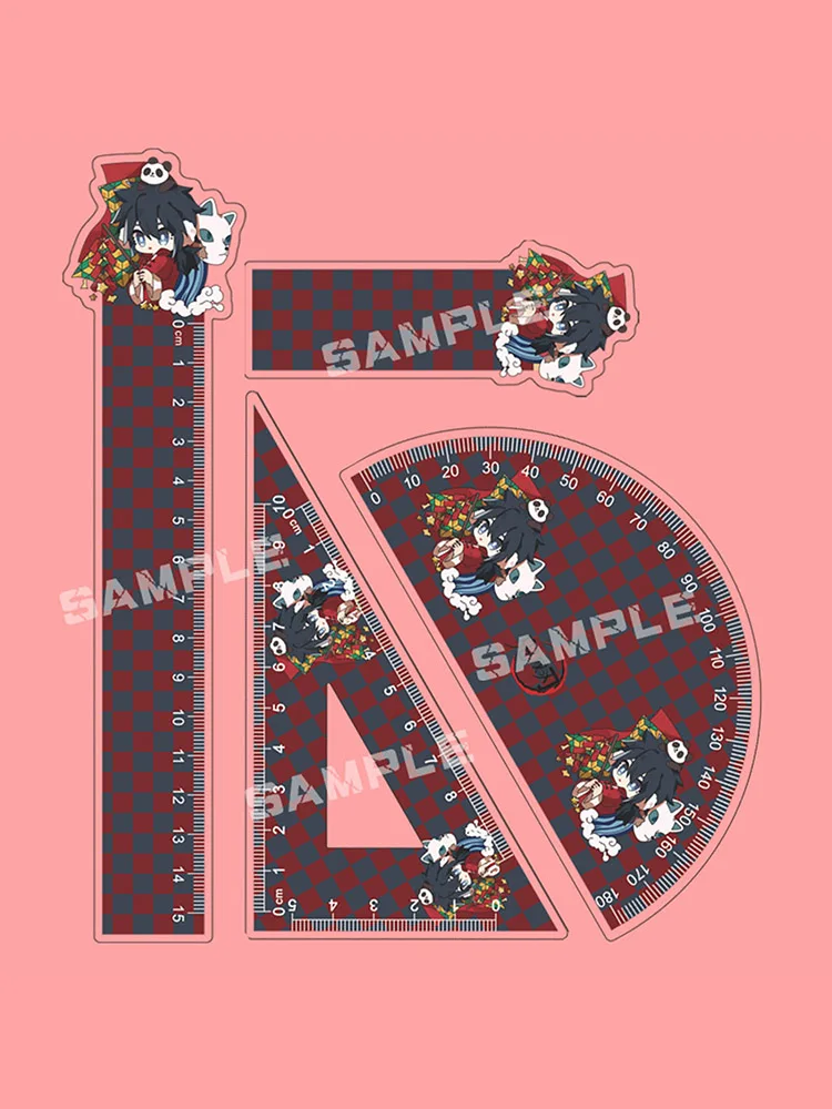 

Demon Slayer Cartoon Figure Rulers Set Amine Tanjirou Nezuko Zenitsu Inosuke Fans Collection Set