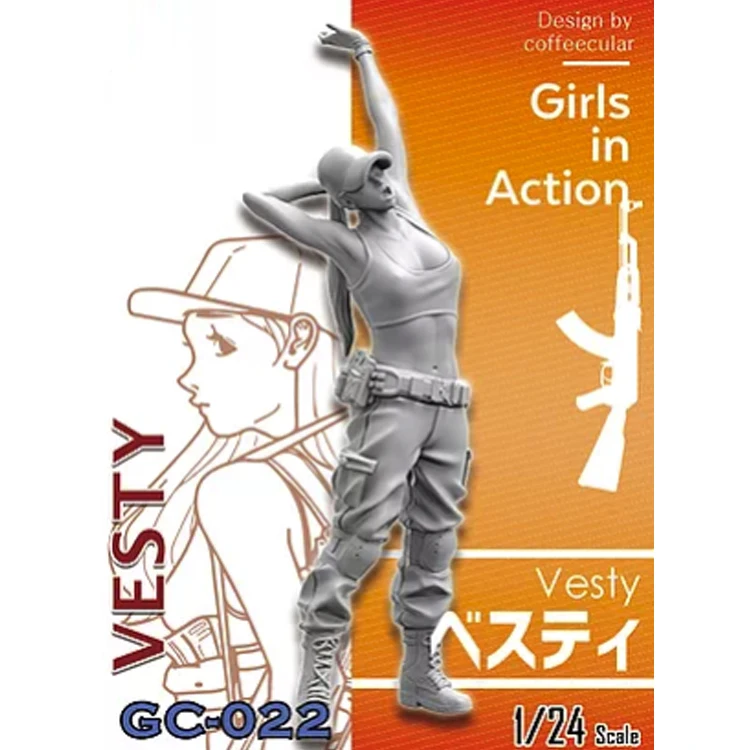

1/24 Vesty, Stretching, GIRLS in ACTION, Resin Model figure, GK, Unassembled and unpainted kit
