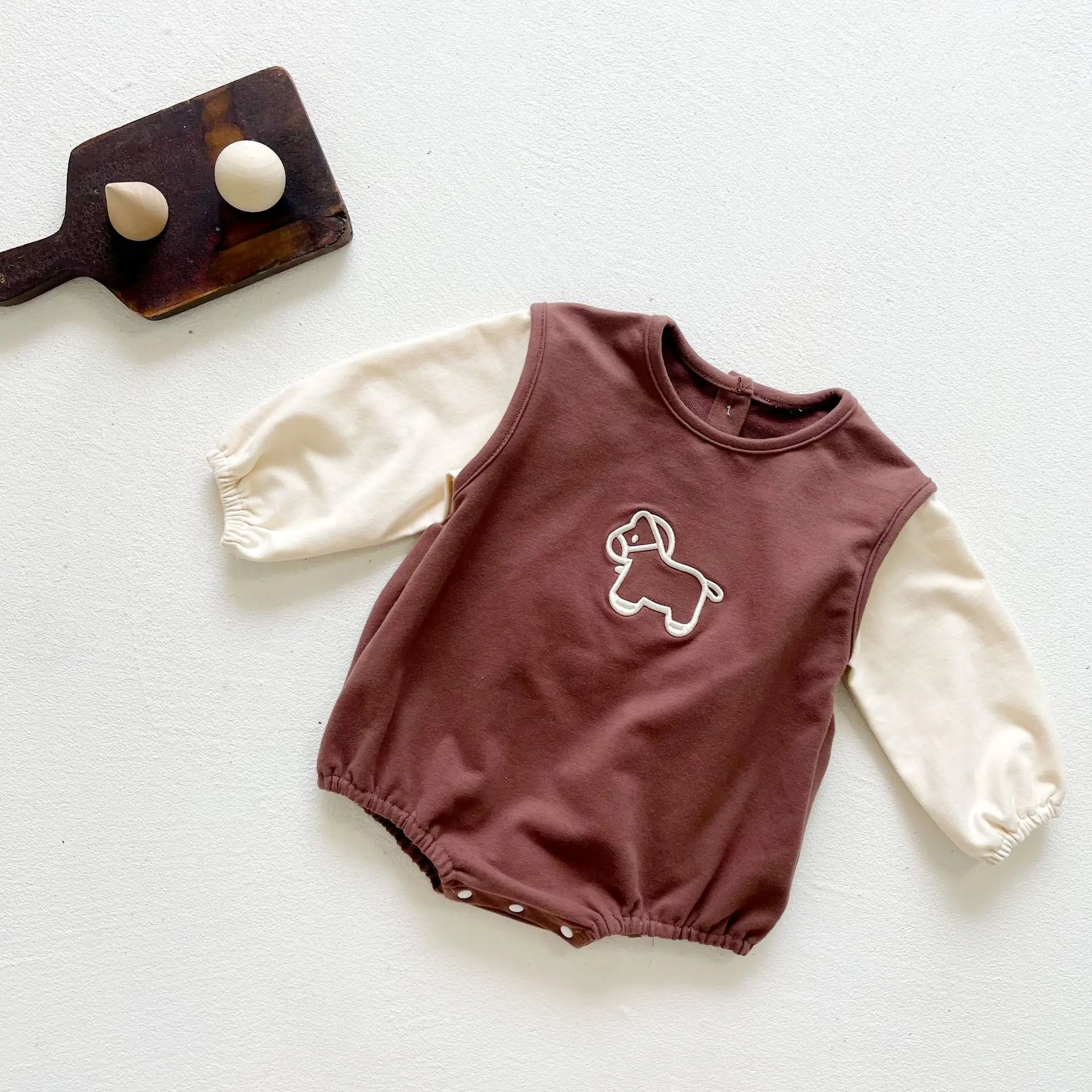 

2021 Autumn New Baby Cartoon Bodysuit Cotton Long Sleeve Boys And Girls Jumpsuit Cute Dog Embroidery Newborn Infant Clothes