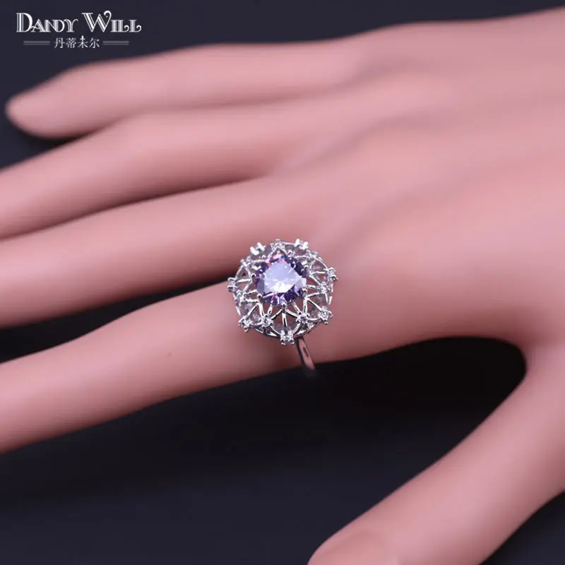 Серебряный цвет костюм комплект ювелирных изделий фиолетовый кубический циркон