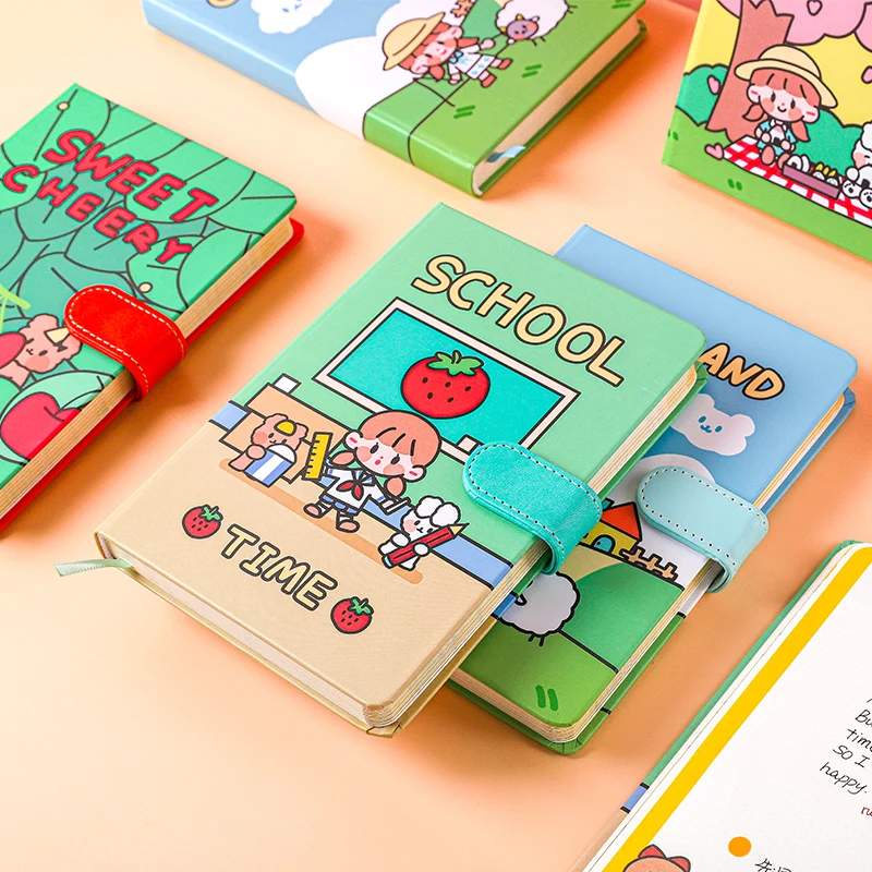 

Yoofun 128Sheets Magnet PU Cover Cartoon Notebook Kawaii Diary Scrapbooking Bullet Journaing for Office School Stationery