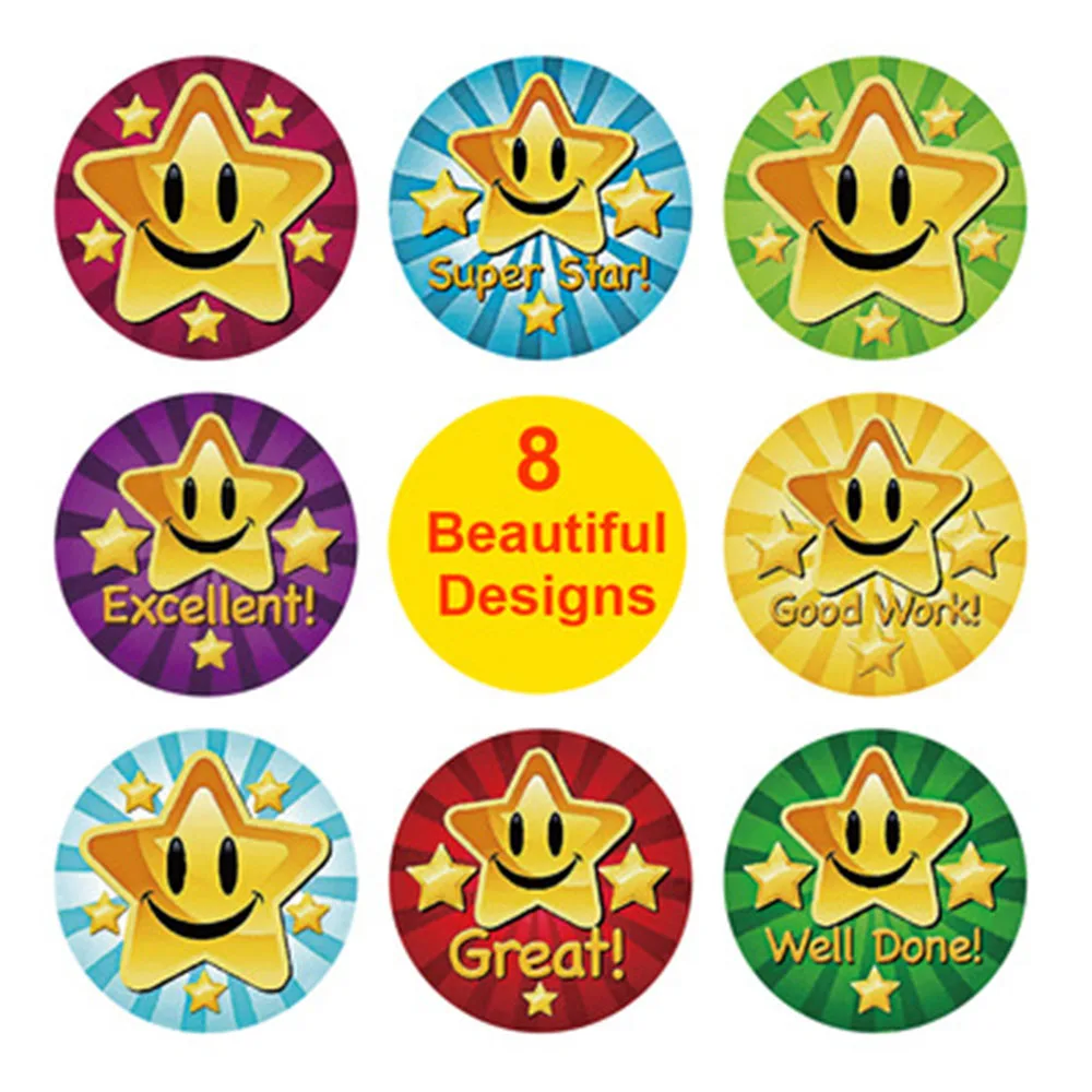 

500Pcs/Roll 1 Inch Children's Cartoon Star Stickers Toys Teachers Encouragement Reward Game Stickers For Kids Lables Gifts