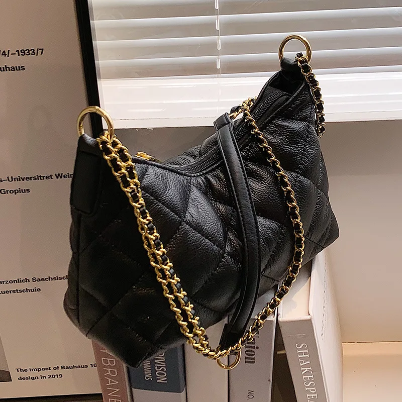 

Popular Bags Women's Large Capacity 2021 New Fashion Autumn and Winter Rhombic Chain Bag Texture Soft Leather Messenger Bag