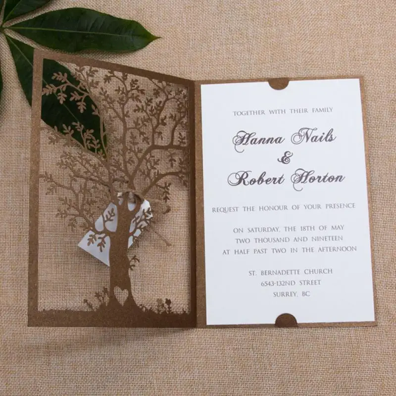 20 шт свадебные приглашения в деревенском стиле с лазерной огранкой Осенние